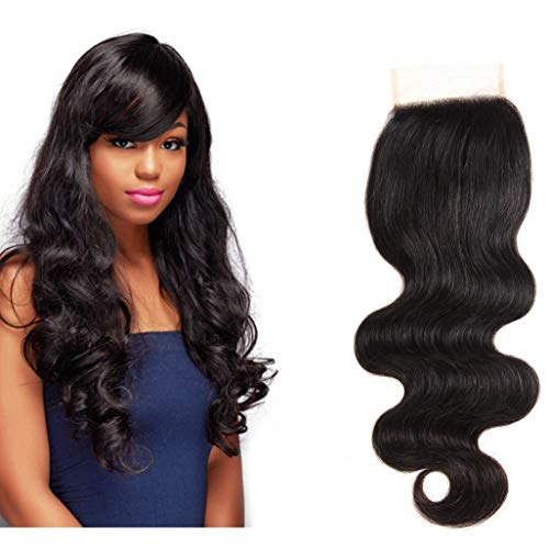 Kbeth Closure Brazilian Body Wave 4x4 lace Closure Human Hair 100% Unprocessed Virgin Human Hair 4X4 Lace Closure Free Part Natural Black Color (18 inch, Body Wave)