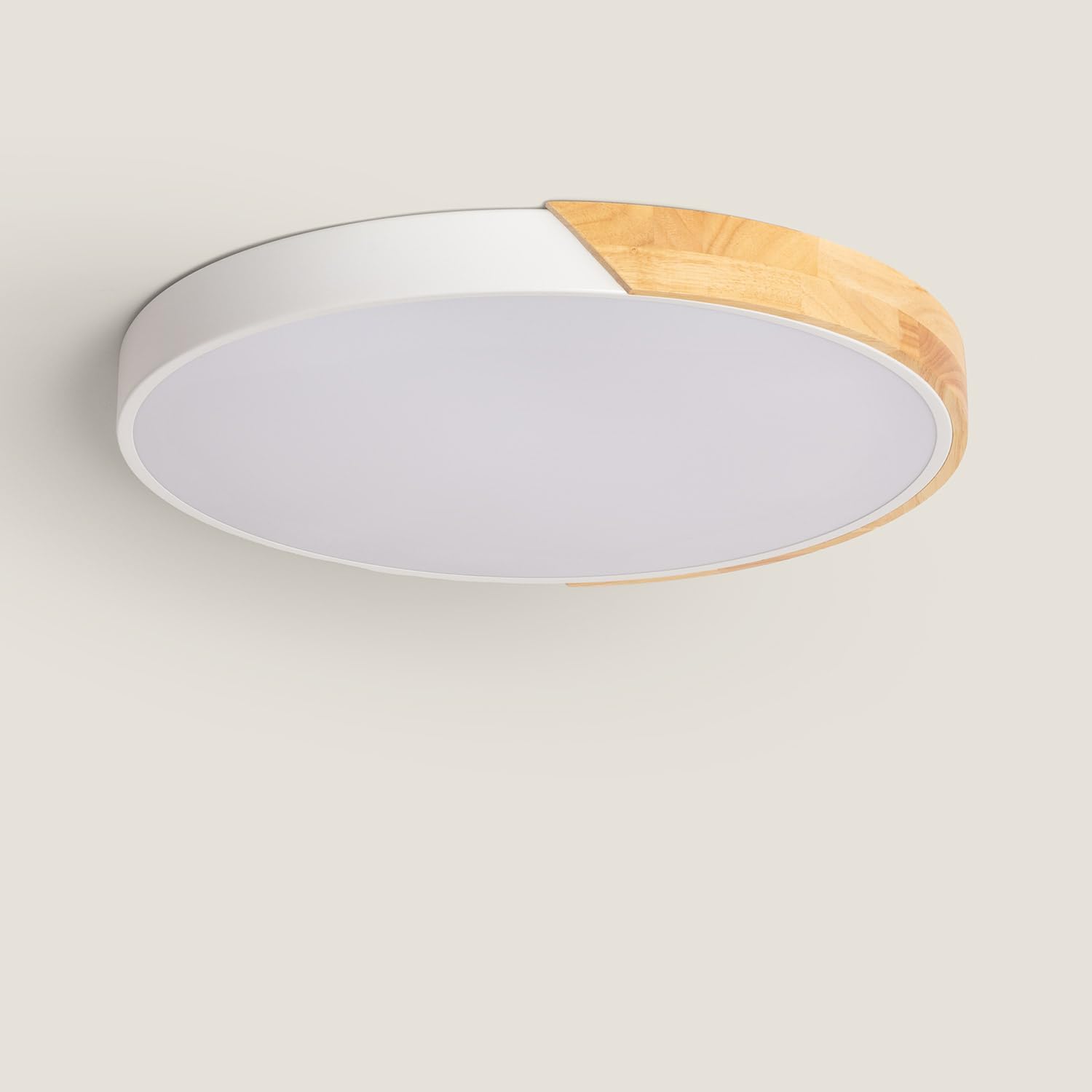 LEDKIA Plafón LED 36W Circular Madera y Aluminio Ø500 mm CCT Seleccionable | Ideal para Cocina, Comedor, Habitación