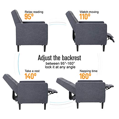 Sillón reclinable tapizado gris ajustable miniatura 3