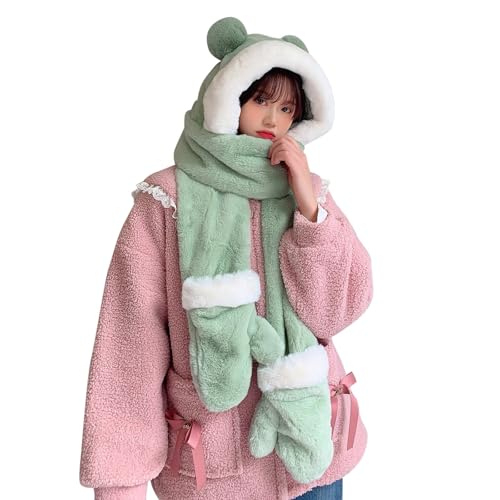 Sonnena 3 en 1 Sombrero de Invierno Bufanda Guantes Traje para Mujeres Bufanda Gorro de Invierno Lindos Sombrero de Grueso Felpa Gorrita