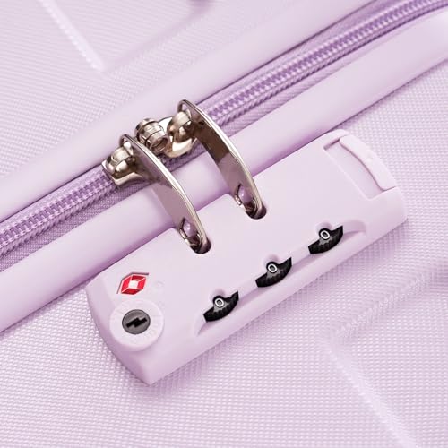 Lightweight Durable 3-Piece ABS Hardshell Luggage Set with 360-Degree Wheels and Secure Lock - 20'', 24'', 28'' (Purple)4