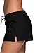 FIYOTE Women Sports Summer Bottom Slit Swim Beach Board Shorts A Black Small