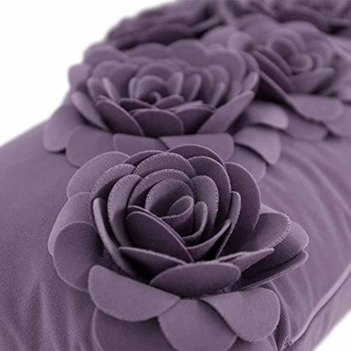 Jwh Purple Flower Throw Pillow Covers Aesthetic Decorative Velvet Floral Accent Pillow Case Rectangle Cushion Handmade Pillowcase Bed Couch Bedroom Living Room 12X20 Inch Lilac #TOP2
