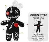 Vkeyinf Funny Positive Crochet Voodoo Doll, Handmade Emotional Support Voodoo Gift with Needles, Cute Wool Crochet Doll, Encouragement Cheer Up Birthday for Women Men Coworkers Party Decor