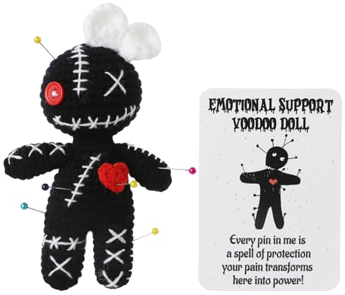 Funny Positive Crochet Voodoo Doll Handmade Emotional Support Voodoo Gift with Needles Cute Wool Crochet Doll Encouragement Cheer Up Birthday Halloween Gifts for Women Men Coworkers Party Decor