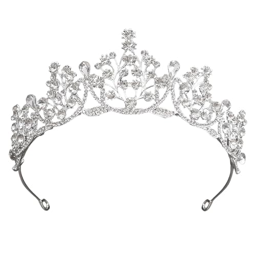 FENGCHUANG Hochzeit Braut Kristall Tiara, Silber Strass Krone, Kristall Damen Haar Krone für Frauen Hochzeit Tanzparty