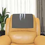AmazeCov Non Slip Headrest Cover for Recliner Chair, Breathable Perforated PU Leather Lazy Boy Recliner Headrest Cover, Furniture Headrest Protector for Office Chair Theater Seat and Sofa,Dark Gray