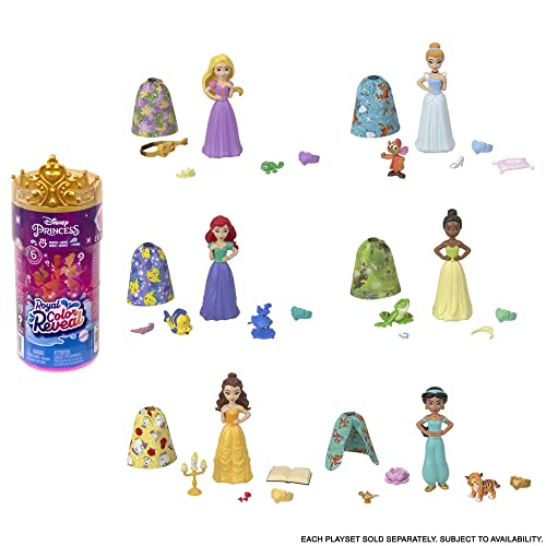 Disney Princess - Royal Color Reveal, Assortimento, Bambola Con 6 Sorprese Da Rivelare, Serie Amici Con Personaggio, Ispirata Ai Film Disney, Giocatto