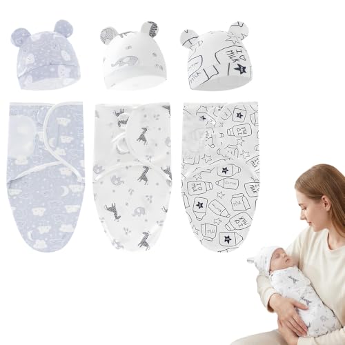3 Pack Organic Baby Swaddle Sleep Sacks for 0-3 Months Newborn Infants, Soft Snug Swaddling Blankets for Baby Boys Girls, Skin-Friendly Nursery Swaddles Sleep Wrap