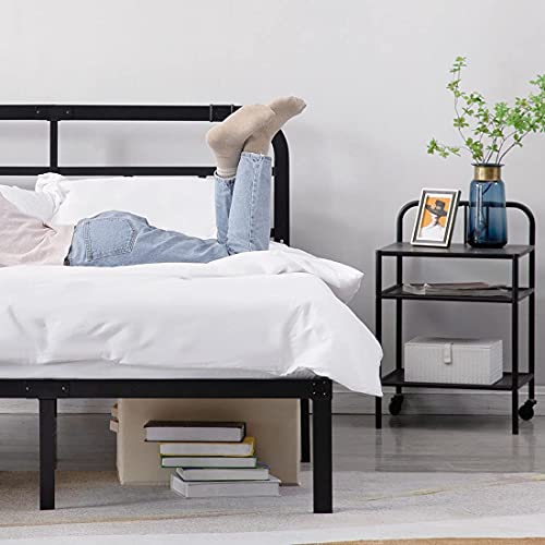 Tatago Heavy Duty Queen Bed Frame With Headboard, 3500 Lbs Max Weight Capacity Metal Platform, Easy Assembly Mattress Foundation, No Box Spring Needed, Noise-Free And Non-Slip #TOP7