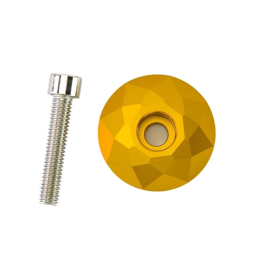 VFdthR Bike Headset Aluminum Alloy Road Mountain Bike Bicycle M6x30 Headset Top Stem Cap For 28.6/31.8 Steerer Front Fork(Gold A)