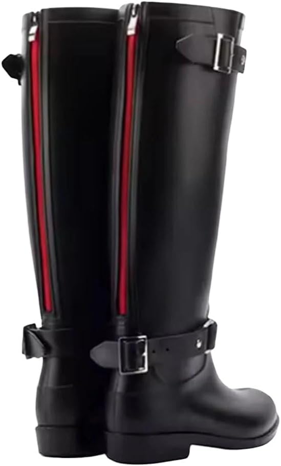 Women's Waterproof Rain Boots With Zipper Detail Flat Sole Non-Slip For Fashion Comfort Easy On Off Wear