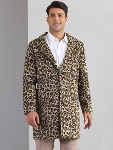 Lars Amadeus Animal Printed Trench Coat for Men's Notched Lapel Classic Vintage Winter Overcoats2