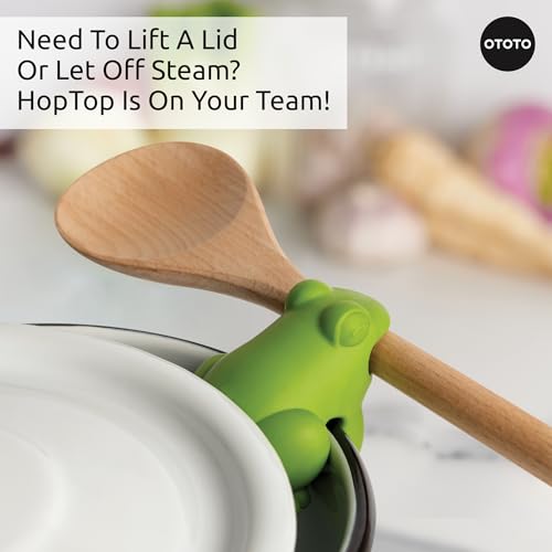 Image of OTOTO New HopTop Frog Spoon Holder for Stove Top - Spoon Rest for Stove Top and Steam Releaser, Cute Kitchen Accessories, Cooking, Cool Gadgets, Fun Kitchen Gifts, White Elephant Gifts