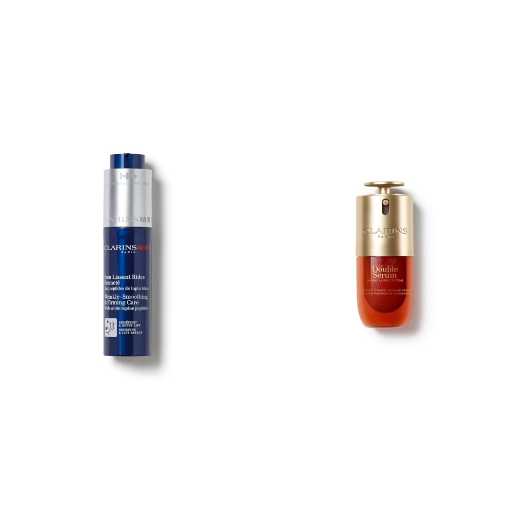 ClarinsMen Wrinkle Smoothing Concentrate and Double Serum, 1 Fl Oz Bundle