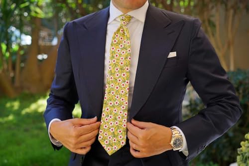 Image of OTAA Floral Necktie Casual Ties for Men - Perfect Neck Tie for Groomsmen Wedding Ties or Formal Occasions