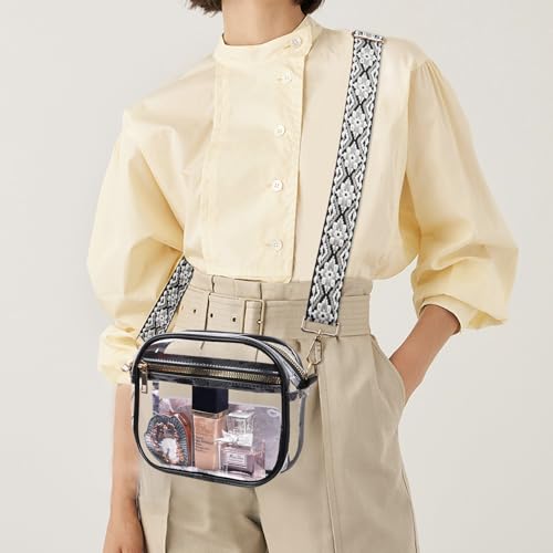 Image of Fibrdoo Clear Bag Stadium Approved, Leather Clear Crossbody Purse Bag for Concerts Sports Events Festivals