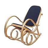 Design classico Sedia a Dondolo M41 Legno Chiaro Seduta Tessuto Antracite