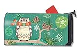 Mailwraps Studio M Winter Owl Decorative Oversized, The Original Magnetic Mailbox Cover, Made in USA, Superior Weather Durability, Large Size fits 8W x 21L Inch Mailbox