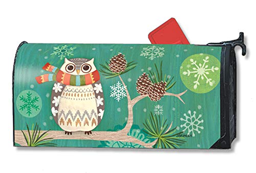 Mailwraps Studio M Winter Owl Decorative Oversized, The Original Magnetic Mailbox Cover, Made in USA, Superior Weather Durability, Large Size fits 8W x 21L Inch Mailbox