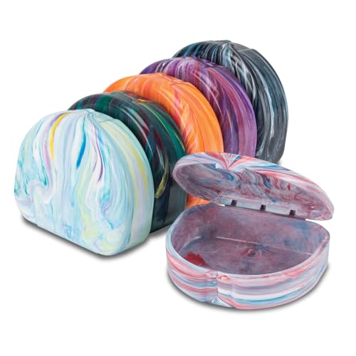 Practicon Marble Retainer Cases, Orthodontic Aligner Case, Mouth Guard Holder (3 Pack) (Assorted Multi Color)