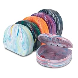Practicon Marble Retainer Cases, Orthodontic Aligner Case, Mouth Guard Holder (3 Pack) (Assorted Multi Color)