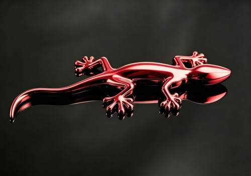 Image of 2PCS 3D Gecko Emblem Car Sticker Metal Chrome Silver Spider Badges Sticker for Universal Car Vehicle, Truck, Motorcycle, RV, Scooter, SUV, Door, Window for Headphone Decorations (Red Gecko)