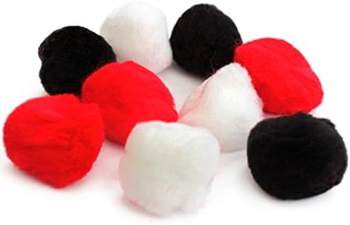 Pom Poms - 50mm (2") - Craft Fluffy Fuzzy Pom Pom Balls - 14 Colours (Black - 50mm - 9 per Pack