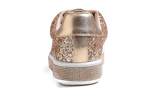 Image of FEVERSOLE Women's Fashion Sparkle Platform Rhinestone Party Holiday Wedding Sneakers