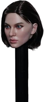 1/6 Scale Planted Hair Female Head Sculpt Brown Black Short Hair Head for 12inch Phicen, TBLeague Action Figure