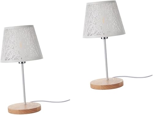 Veemoon 2pcs Woods Lampshade Lamp Body Table Lamp Rustic Lamp Shadow Desk Lamp Tree Shadow Bedside Lamp USB Lamp Kids' Room Décor Gothic Home Decor