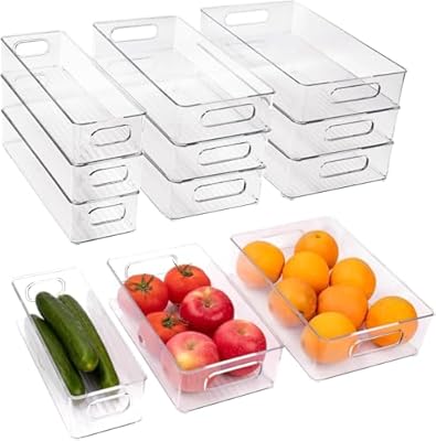 ZHOHO TANT 9 Pack Refrigerator Organizer Bins,3 Sizes Clear Pantry Storage with Handles for Fridge, Freezer, Shelves, Drawer, Bins, Snack Organizer for Home & Kitchen
