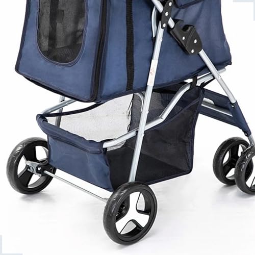 Carrinho de Transporte Pet Azul Dobrável Passeio Animal de Estimação Cães e Gatos