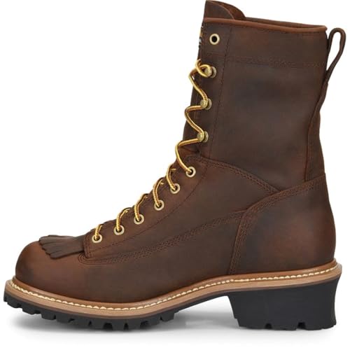 Carolina 8" Logger Boots for Men - Waterproof Work Boots - Steel Toe Safety Shoes - Slip-Resistant Logging Footwear - Triple-Rib Steel Shank - Rubber Lug Outsole - Brown - 10 - Image 7