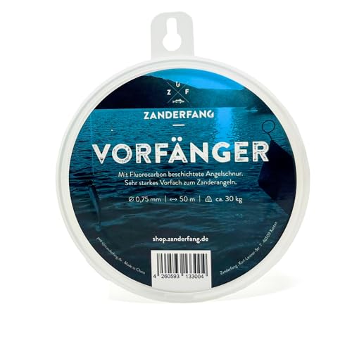 Zanderfang - Fluorocarbon Vorfach-Angel-Schnur für Hecht und Zander – Vorfach-Schnur Vorfänger - 0,75mm - 50m, Raubfischangeln Zanderfang - Fluorocarbon Vorfach-Angel-Schnur für Hecht und Zander – Vorfach-Schnur Vorfänger - 0,75mm - 50m, Raubfischangeln