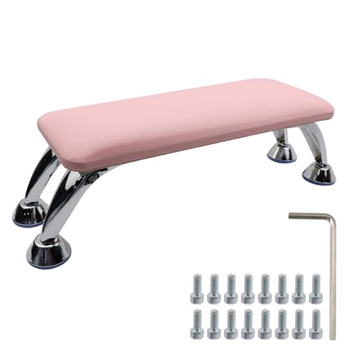 Tsnamay Almofada de descanso de braço rosa com 4 pés de metal, almofada de apoio de braço de manicur