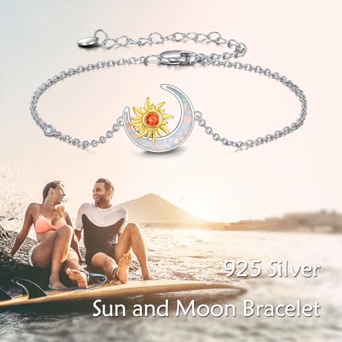 Bracelet lune et soleil argent 925 opale cadeau idéal elle - 2