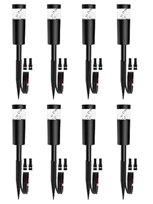 DOREIO 5W Low Voltage Landscape Pathway Lights with Connectors 12V Outdoor Landscape Lighting LED Bollard Path Lights Wired IP65 Waterproof Warm White Walkway Lights for Garden Yard Lawn (8Pack)