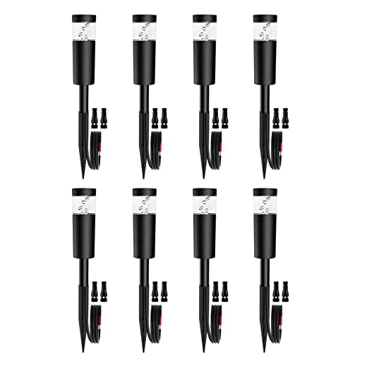 DOREIO 5W Low Voltage Landscape Pathway Lights with Connectors 12V Outdoor Landscape Lighting LED Bollard Path Lights Wired IP65 Waterproof Warm White Walkway Lights for Garden Yard Lawn (8Pack)