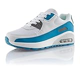 Fusskleidung® Damen Herren Sportschuhe Dämpfung Sneaker leichte Laufschuhe Weiß Türkis EU 38