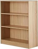 Home Source Large Bookcase, Tall Open Adjustable Shelves, Display Storage Cabinet, 6 Tier, Oak Effect