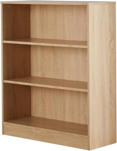 Home Source Large Bookcase, Tall Open Adjustable Shelves, Display Storage Cabinet, 6 Tier, Oak Effect
