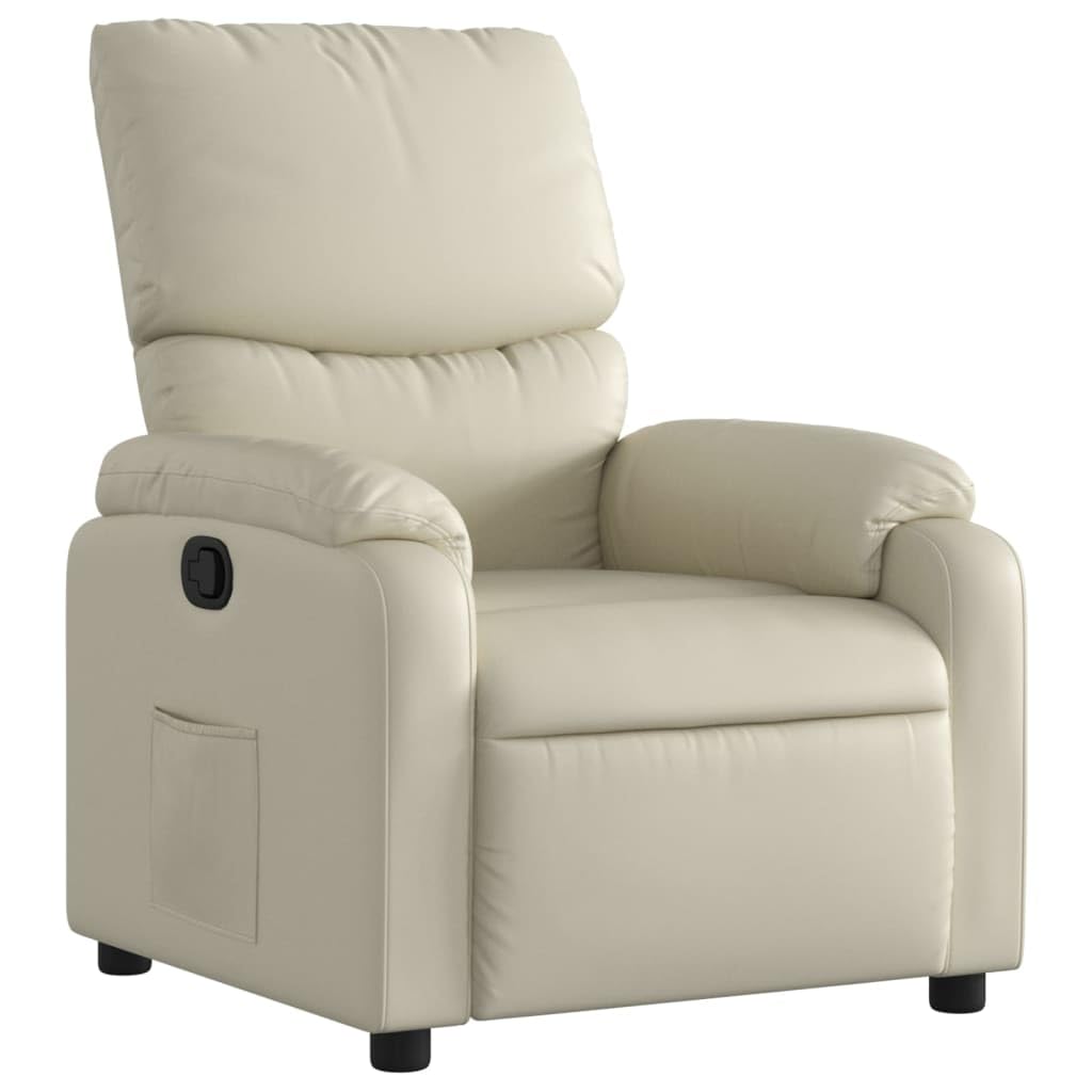 Siège avec dossier inclinable en similicuir crème design contemporain