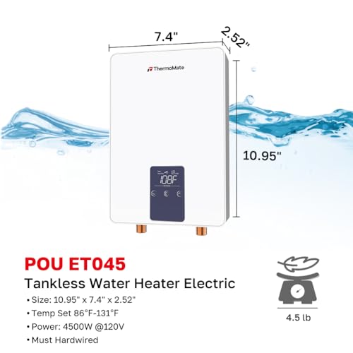 ThermoMate Tankless Water Heater Electric for Sink Faucet, 4500W 110~120V Small Point of Use Instant Hot Water Heater CSA Approved with Temperature Display, Self-modulating, 0.85GPM at 35°F Rise by thermomate - Image 2