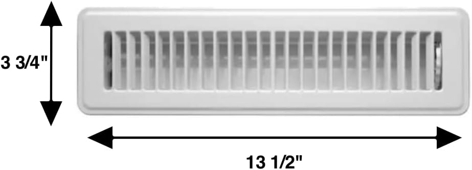 Rocky Mountain Goods Heavy Duty White Floor Register 2x12 Duct - Walkable Steel, Scratch-Resistant Finish, Easy Airflow Adjust (3.75x13.5 Actual)