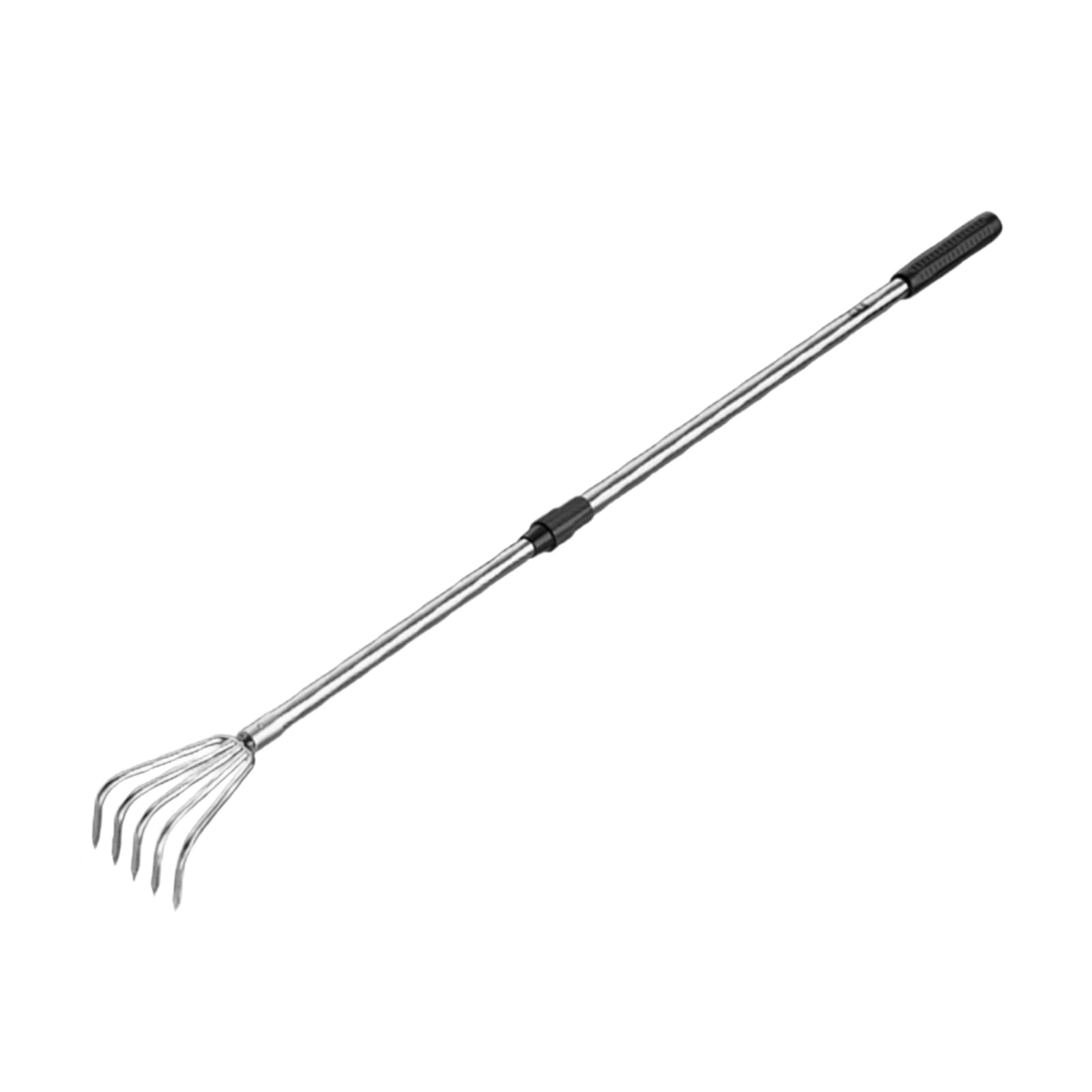 Gralara Rastrello per Foglie in Acciaio Inox con Telescopico Richiudibile E Manico Ergonomico per Pulizia Esterna E Cura , Rastrello Telescopico In Acciaio Inox A 5 Denti