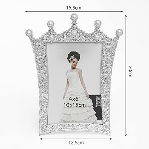 Muellery Pearl Picture Photo Frame With Royal Crown Crystal Decor Wedding Valentines 4X6 Tptc88087 #TOP6