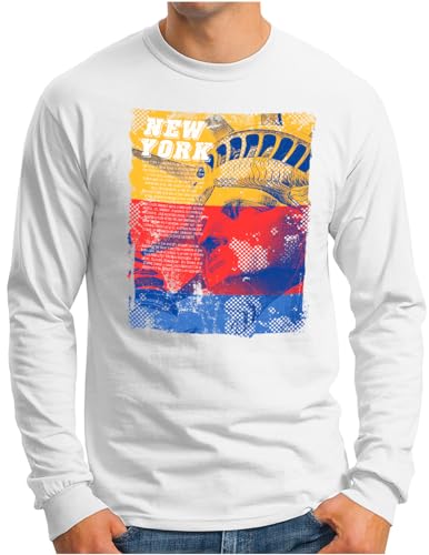 T-shirt manches longues homme avec imprimé graphique rétro blanc taille XL OM3