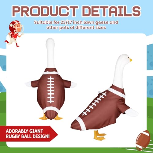 Vzuito Football Goose Outfit Cement Porch Football Goose Clothes for 23" Geese Statue Outdoor Patio Yard Art Decoration