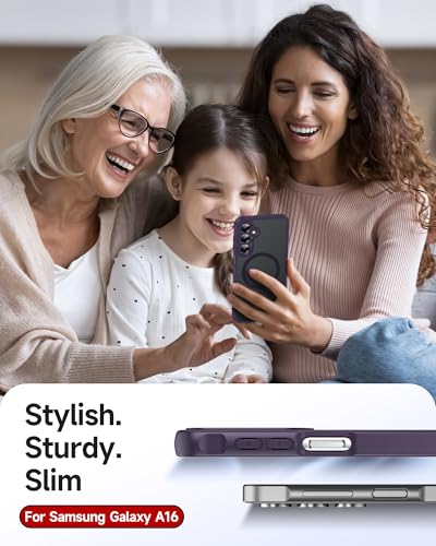 LeYi for Galaxy A16-5G Phone Case: Compatible for Samsung Galaxy A16 5G Case with Screen Protector, [Magnet Fit] Matte Translucent Soft-Touch & Full Body Shockproof Funda para A 16, Purple - image 7